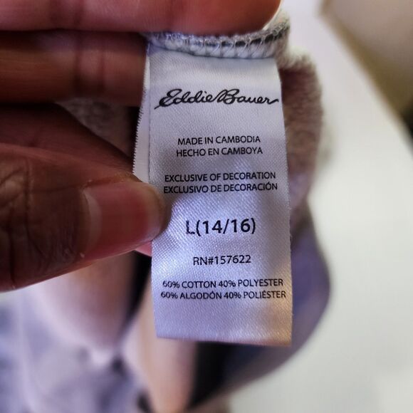 Eddie Bauer Hoodie Boys Large Grey Explore Graphic Print Fleece Pullover - Picture 7 of 10